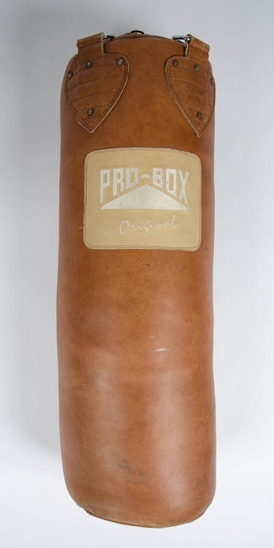 A Pro-Box professional heavy duty leather hand stitched punch bag, circa 1950s.