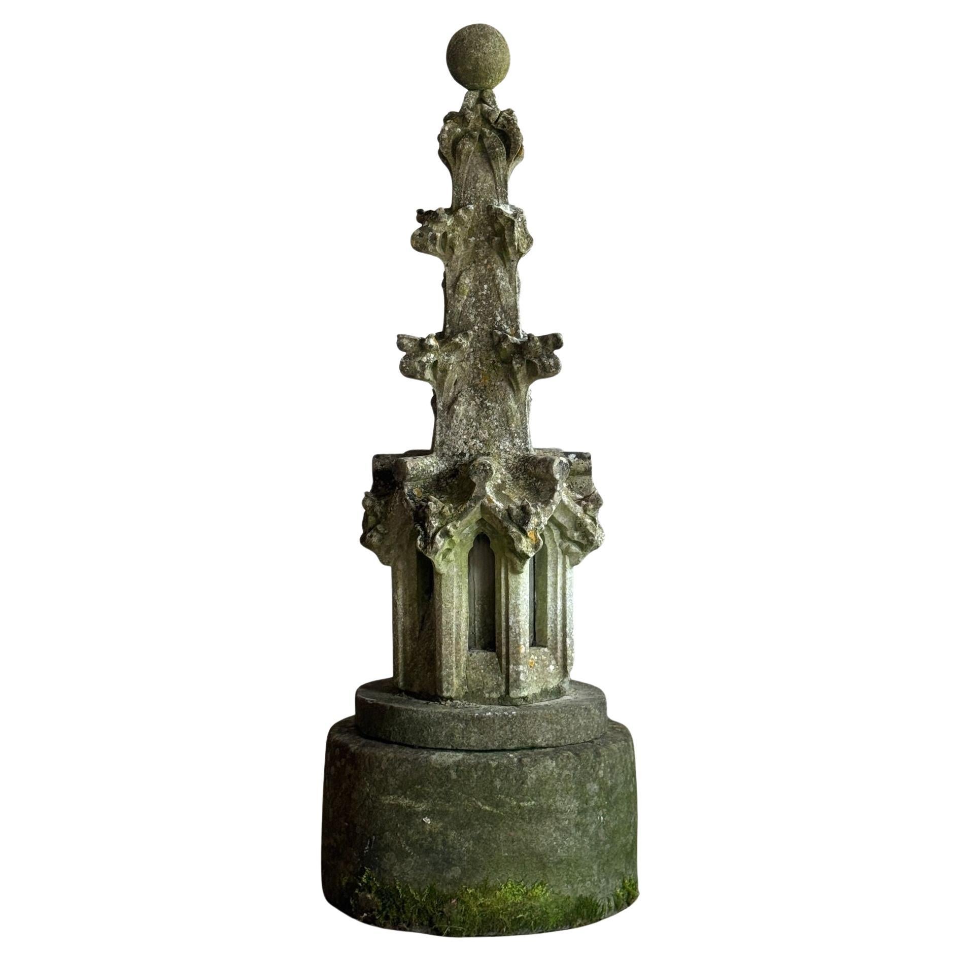 18thC limestone spire For Sale