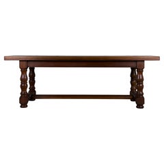 Country French Provincial Style Walnut Farmhouse Trestle Dining Table