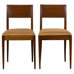 Sedie laterali in mogano Art Deco francese degli anni '30 con velluto beige - Una coppia
