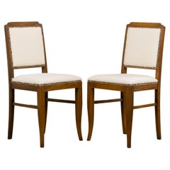 Sedie d'angolo in acero Art Deco francese in bouclé crema - Una coppia