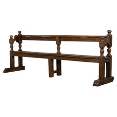Mid 19th Century Hand-Carved French Provincial Oak Hall Bench