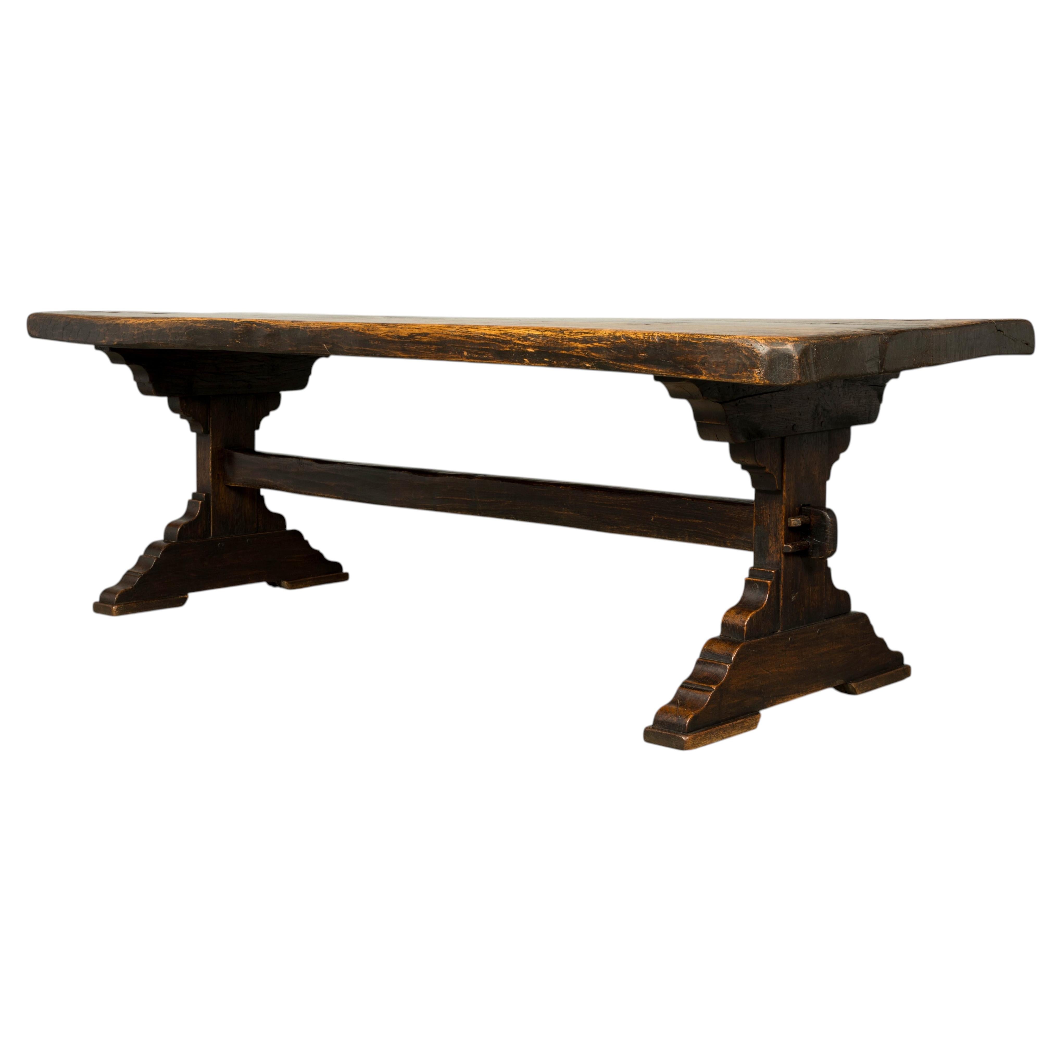 18th Century French Provincial Oak Refectory Trestle Dining Table