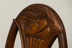 Set of Six 1930s French Art Deco Dining Chairs in Maple & Cane
