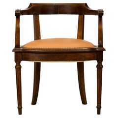 Chaise de bureau à dossier en forme de tonneau en acajou, de style Empire français, fin du XIXe siècle