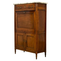 Late 18th Century French Louis XVI Walnut Secretary Desk with Marble Top