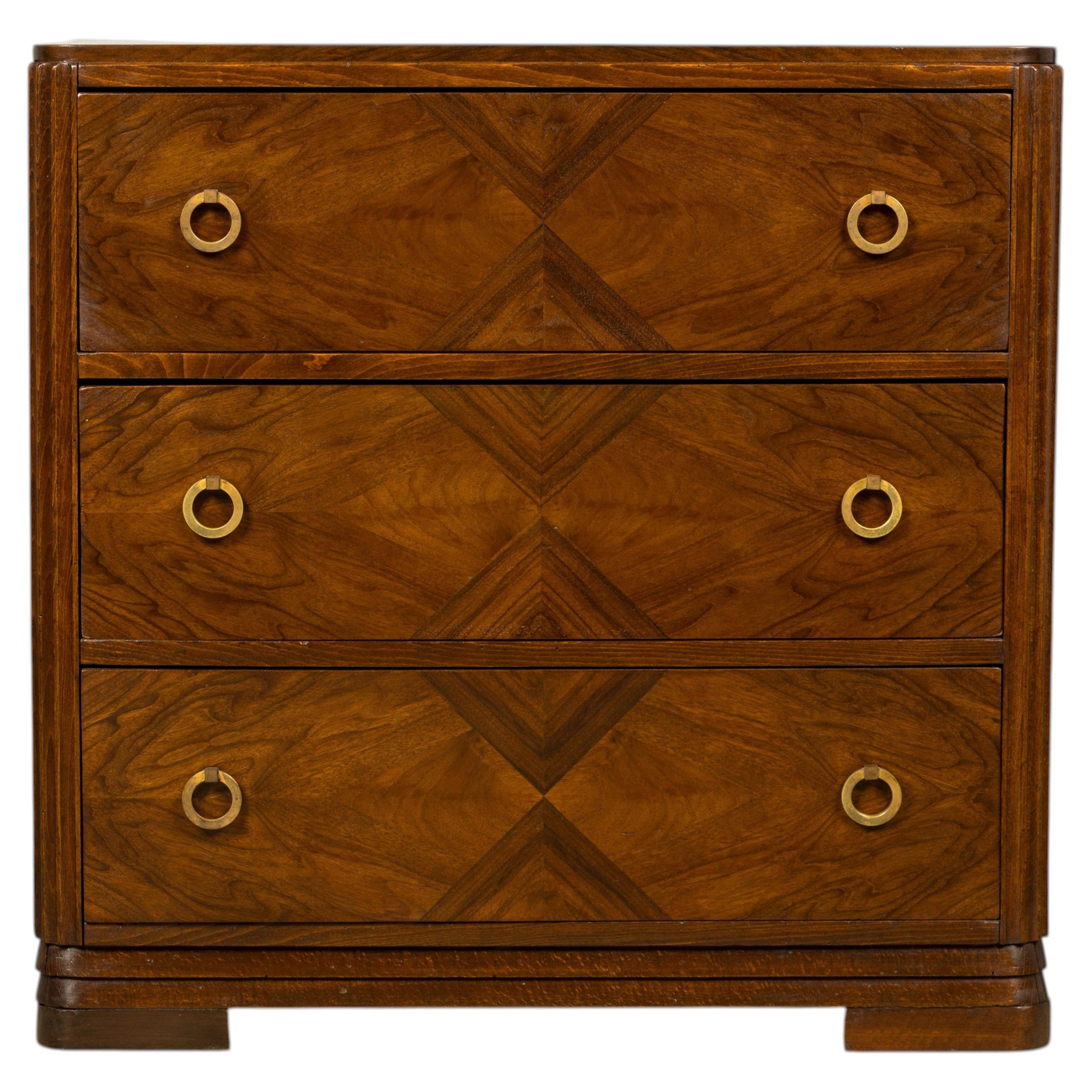 Commode Art déco française en noyer, signée Mercier Frères, 1930 en vente