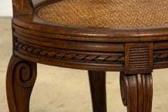 Lot de six chaises de salle à manger françaises de style Napoléon III, en chêne et rotin, 1860