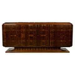 Aparador monumental de los años 40, obra de A. Bicchierini, madera de nudo y mármol, Provenza