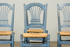 Sechser-Set Esszimmerstühle im französischen Louis-XVI-Stil, lackiertes Holz, um 1900