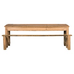 Late 19th Century French Painted School Desk with Integrated Bench