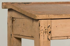 Late 19th Century French Painted School Desk with Integrated Bench