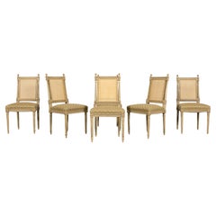 Set of Six Late 19th Century French Louis XVI Style Painted Dining Chairs