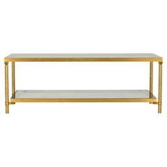 Französischer Couchtisch im neoklassizistischen Stil aus der Mitte des 20. Jahrhunderts mit Messing und Glas