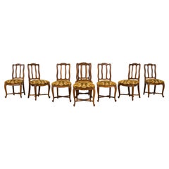 Set of 8 Early 20th Century French Louis XV Style Walnut Dining Chairs