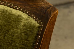 Set di 8 sedie da pranzo in acero in stile Art Déco francese degli anni ’30, rivestite in velluto verde oliva