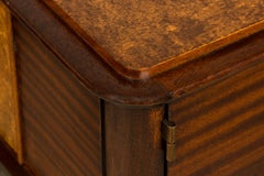 Pair of French Art Deco Mahogany & Burl Wood Nightstands, 1930s