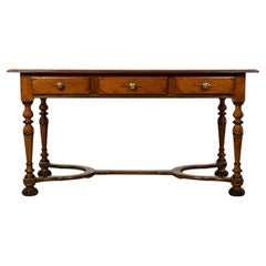 Late 19th Century French Louis XIV Style Walnut Writing Table with Three Drawers