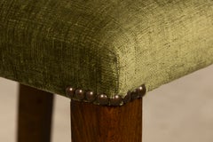 Set di 6 sedie da pranzo in stile Art Déco francese in noce, rivestite in velluto verde oliva, anni ’30