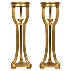 Pair of Late 19th Century French Louis XVI Style Giltwood Pedestal Stands