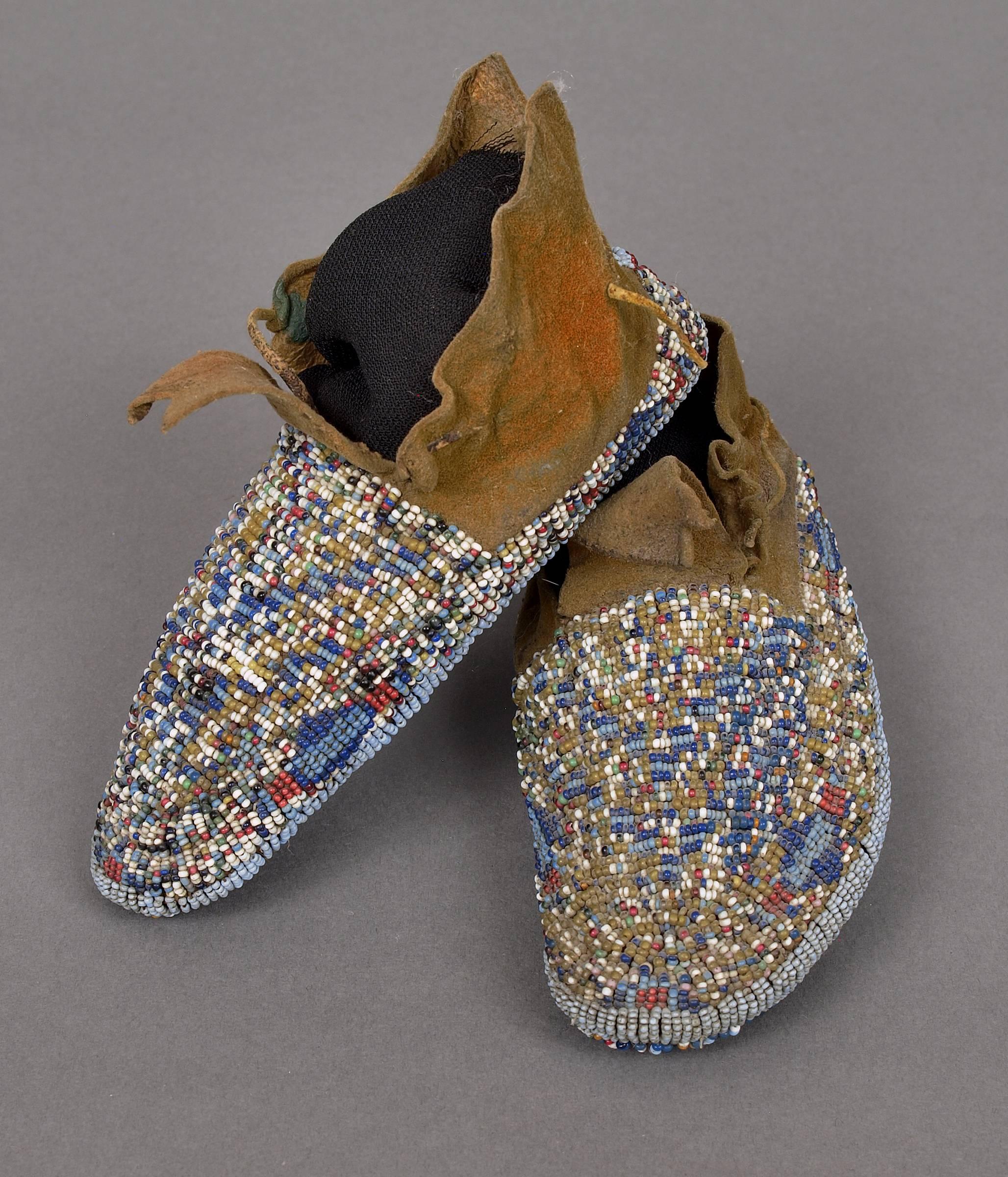 Beaded Antique Native American Child's Ceremonial Moccasins, Cheyenne, circa 1900