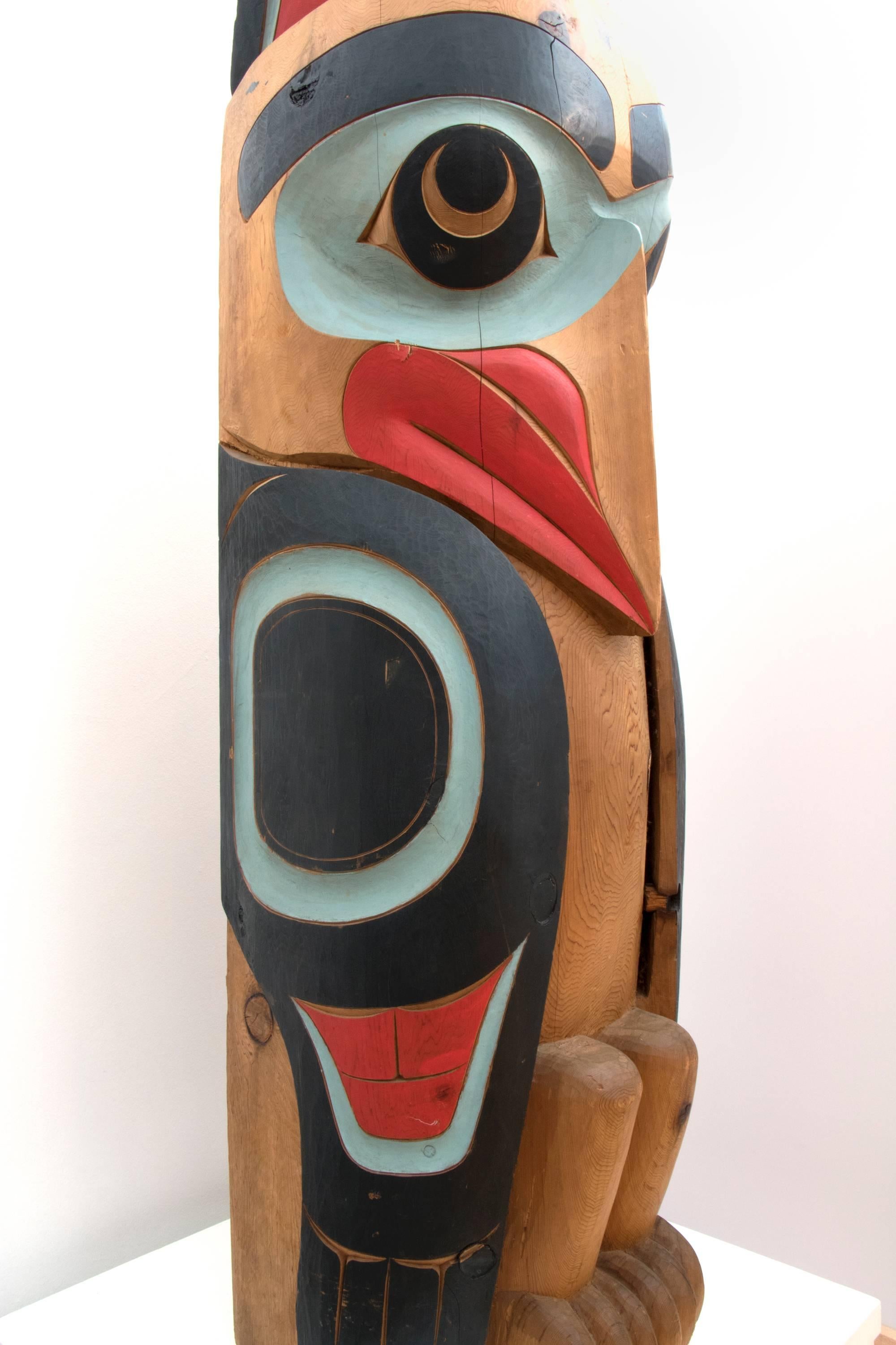Northwest coast Totem Pole segment. 

About the Artist:
Francis Horne was born in Mt. Vernon, Washington and currently resides in British Columbia.  He started carving in 1973, he considers himself to be primarily self-taught and also studied