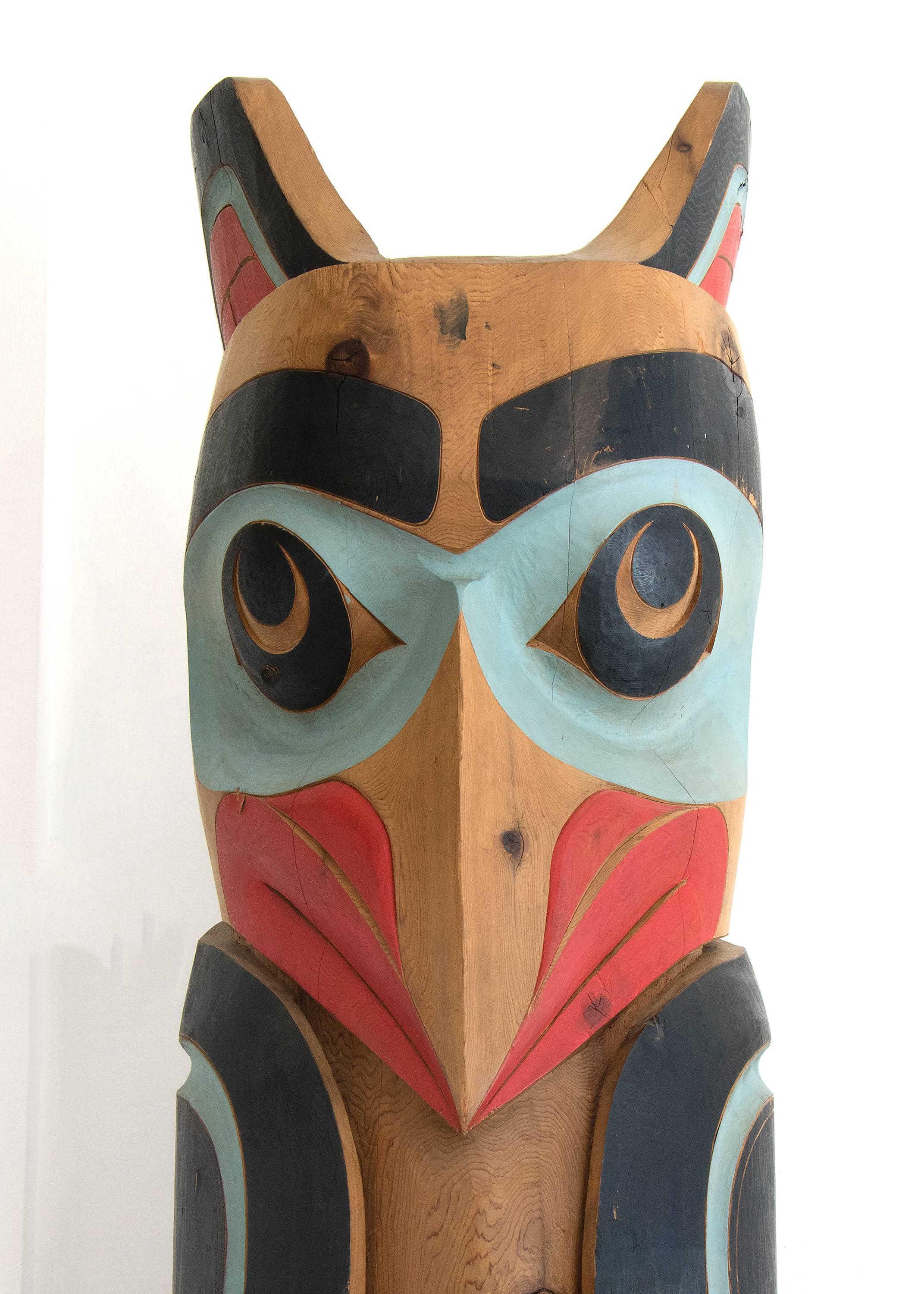 native american owl totem pole