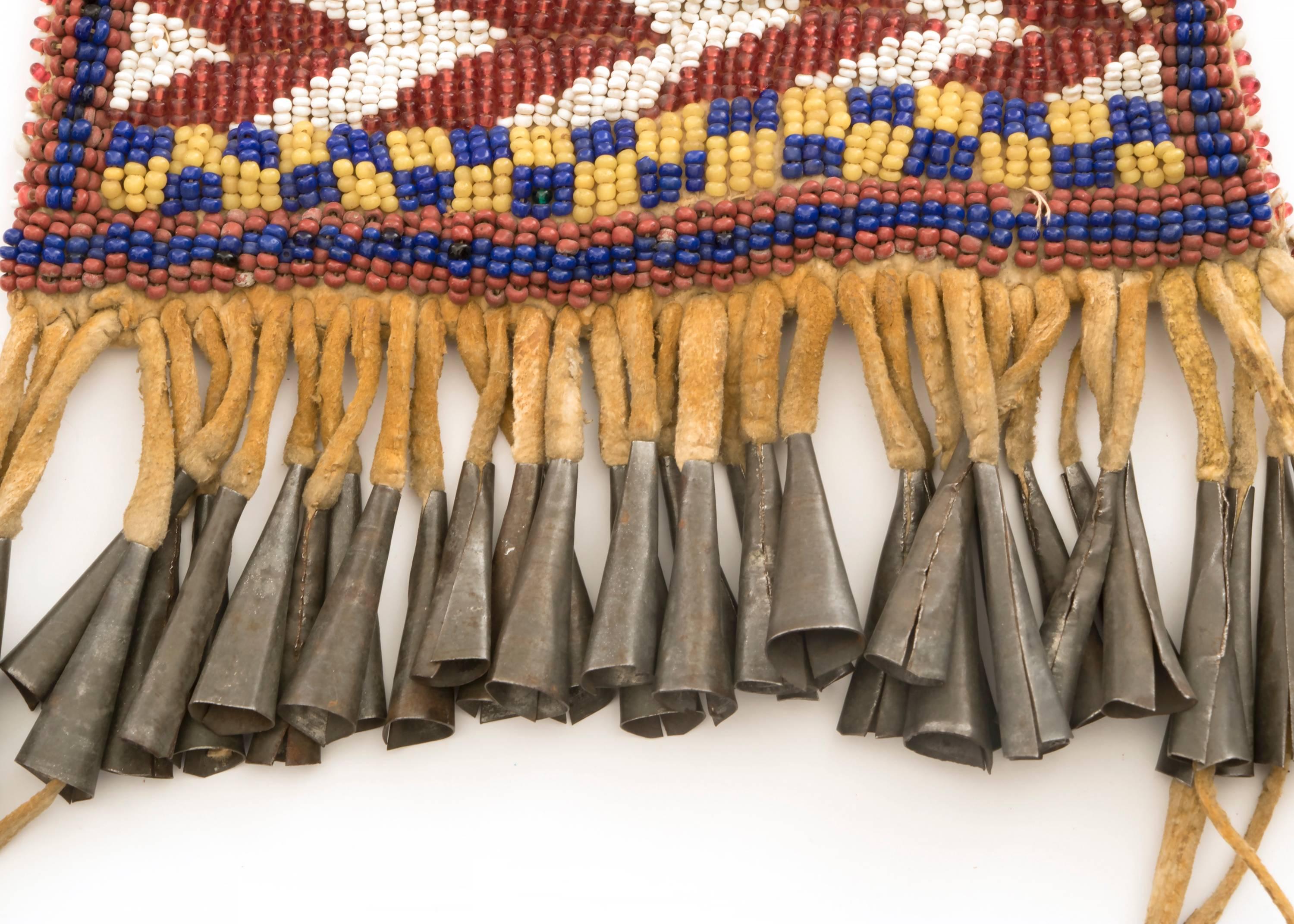 Antique Native American Beaded Strike-a-Light Bag, Apache, 19th Century In Excellent Condition In Denver, CO