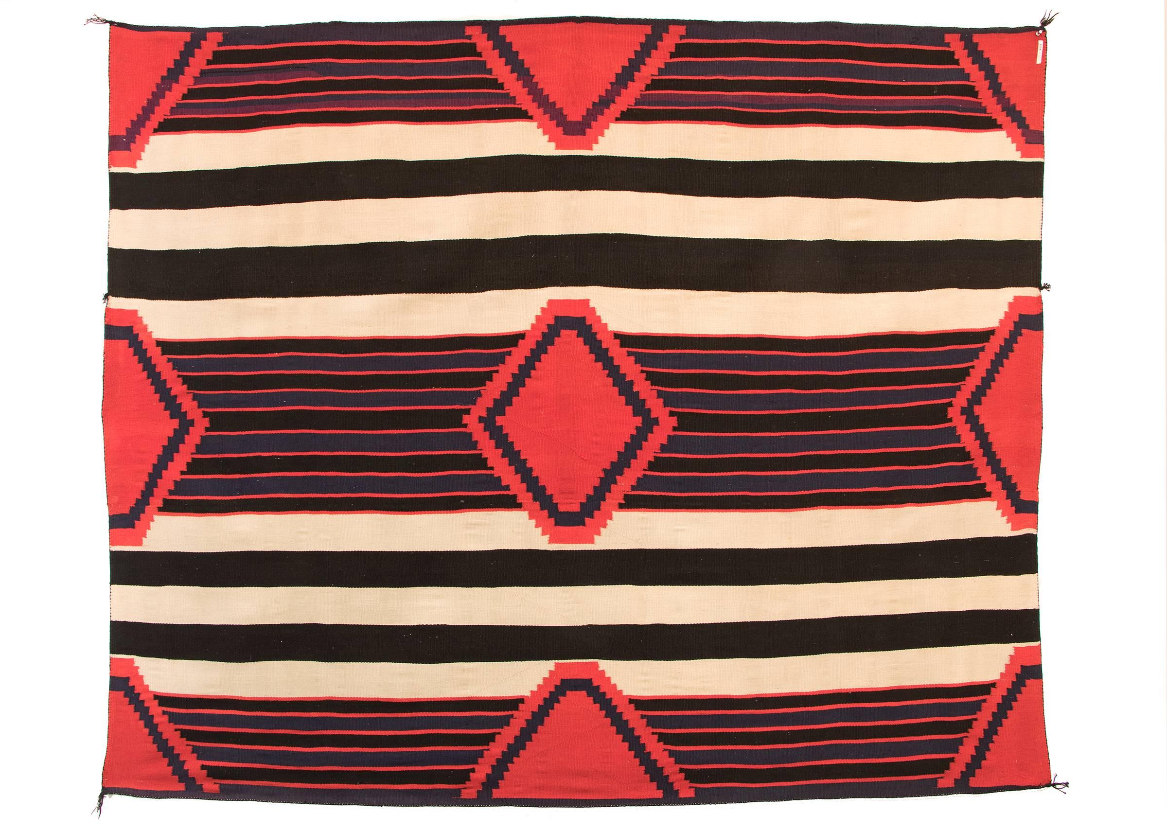 Woven Antique Native American 3rd Phase Chief's Wearing Blanket, Navajo, 19th Century