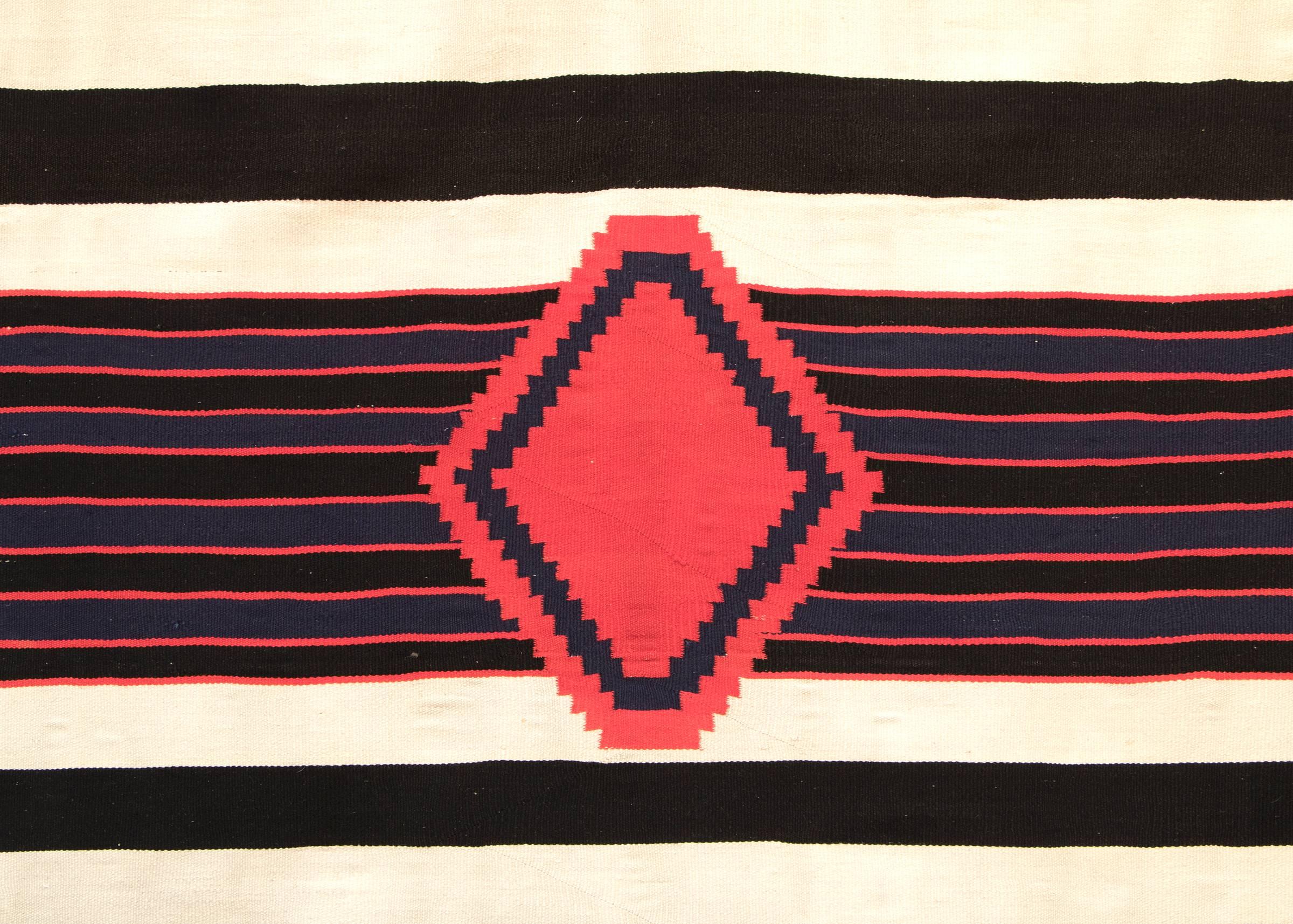 Antique Native American 3rd Phase Chief's Wearing Blanket, Navajo, 19th Century In Excellent Condition In Denver, CO