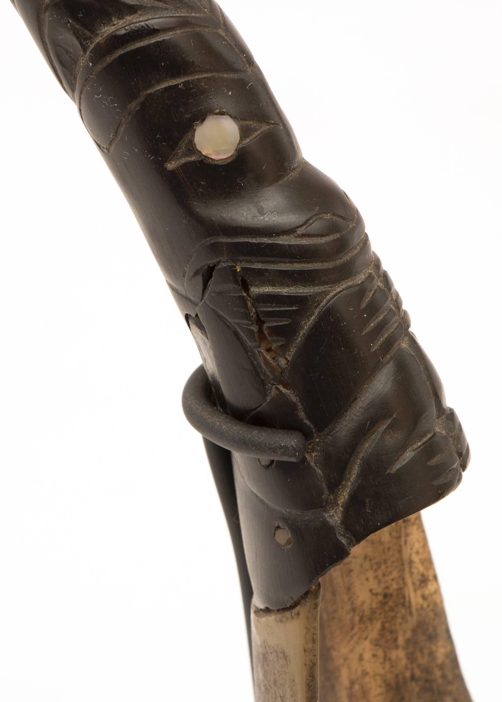 Antique Northwest Coast Native American Carved Horn Spoon, Haida, 19th Century 3