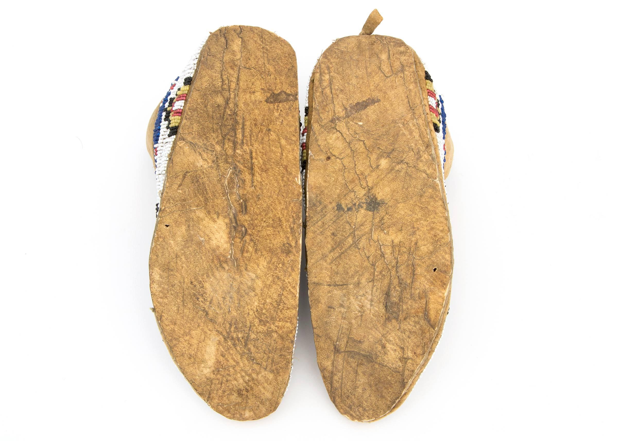 Antique Native American Beaded Child's Moccasins, Cheyenne, 19th Century 1