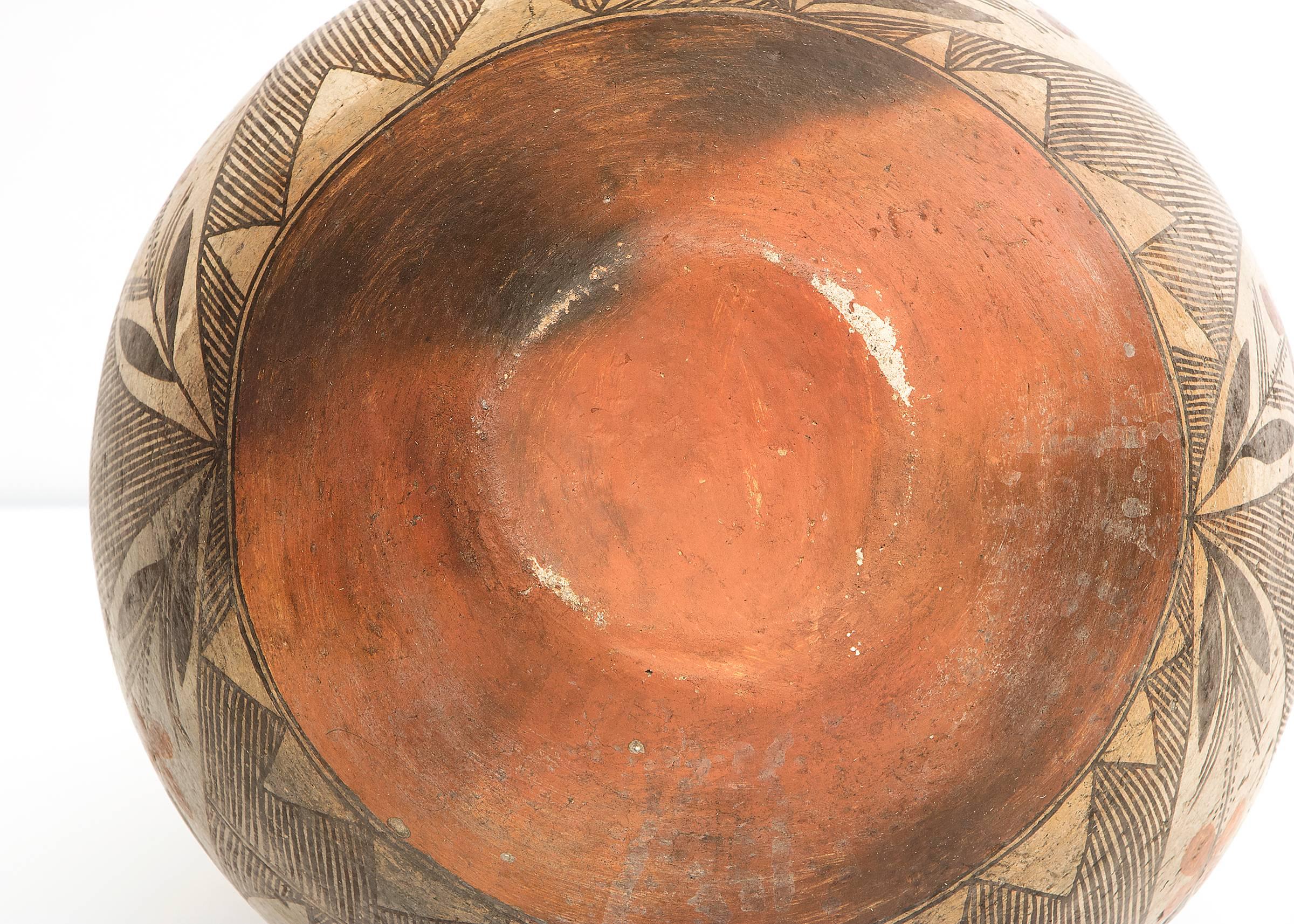 Earthenware Antique Southwestern Native American Pottery Jar, Isleta Pueblo