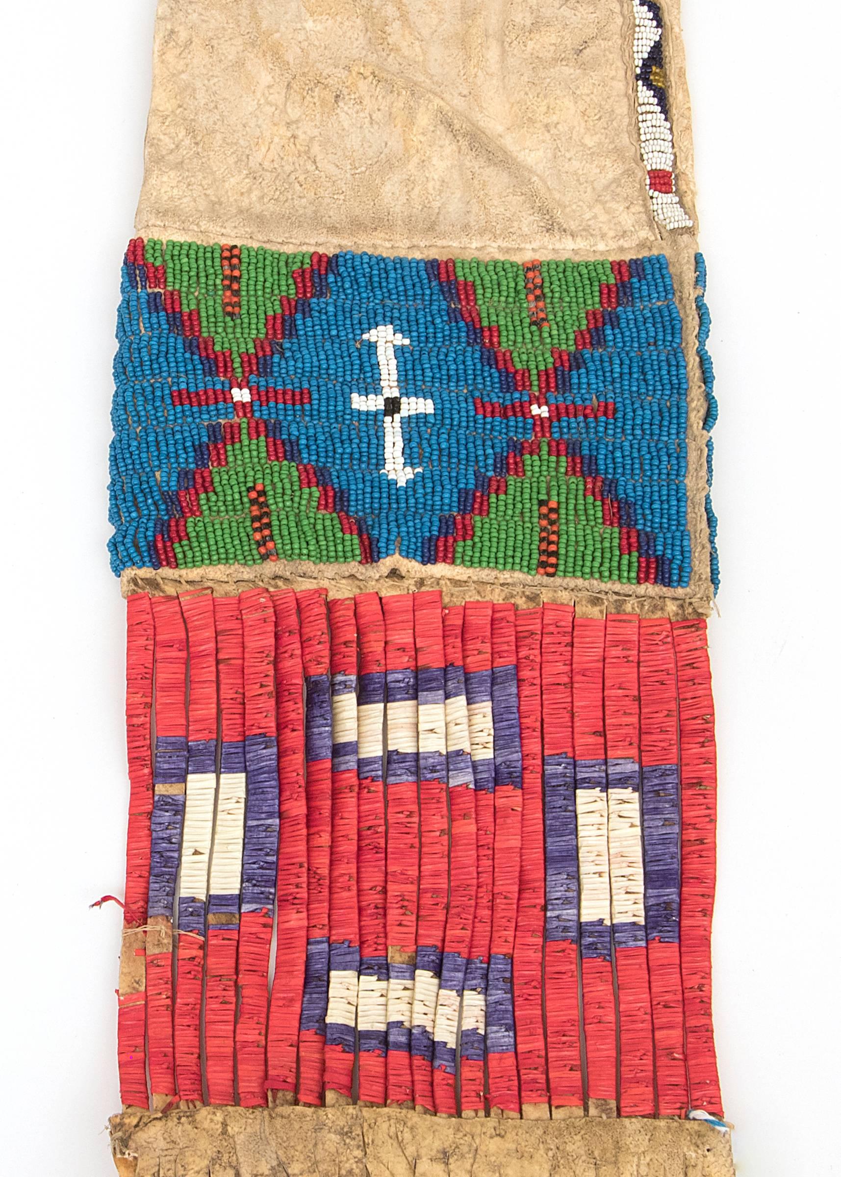 20th Century Antique Native American Beaded Tobacco Bag, Sioux 'Plains Indian', circa 1910
