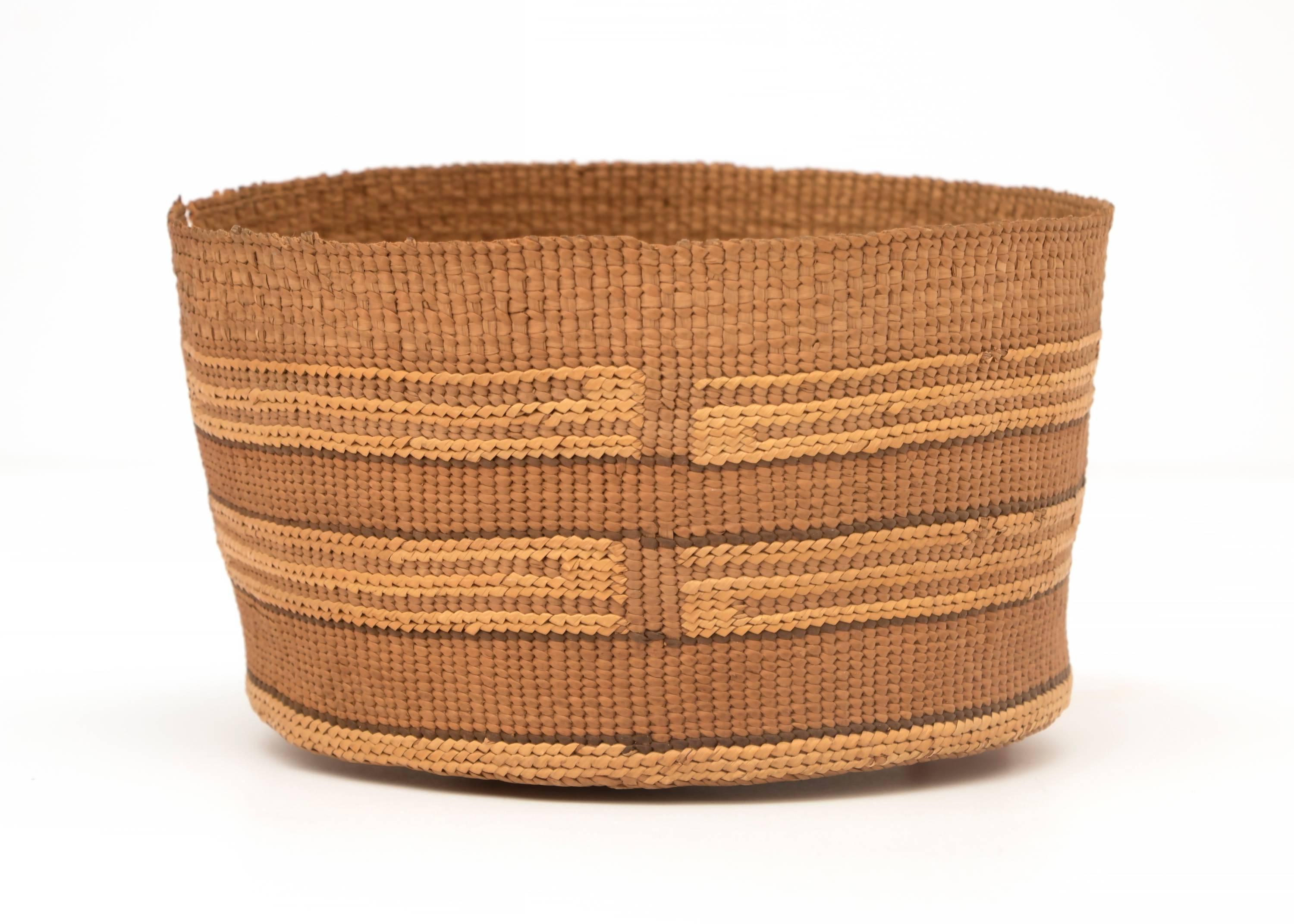 Hand-Woven Antique Native American Basketry Gathering Bowl, Tlingit, 20th Century
