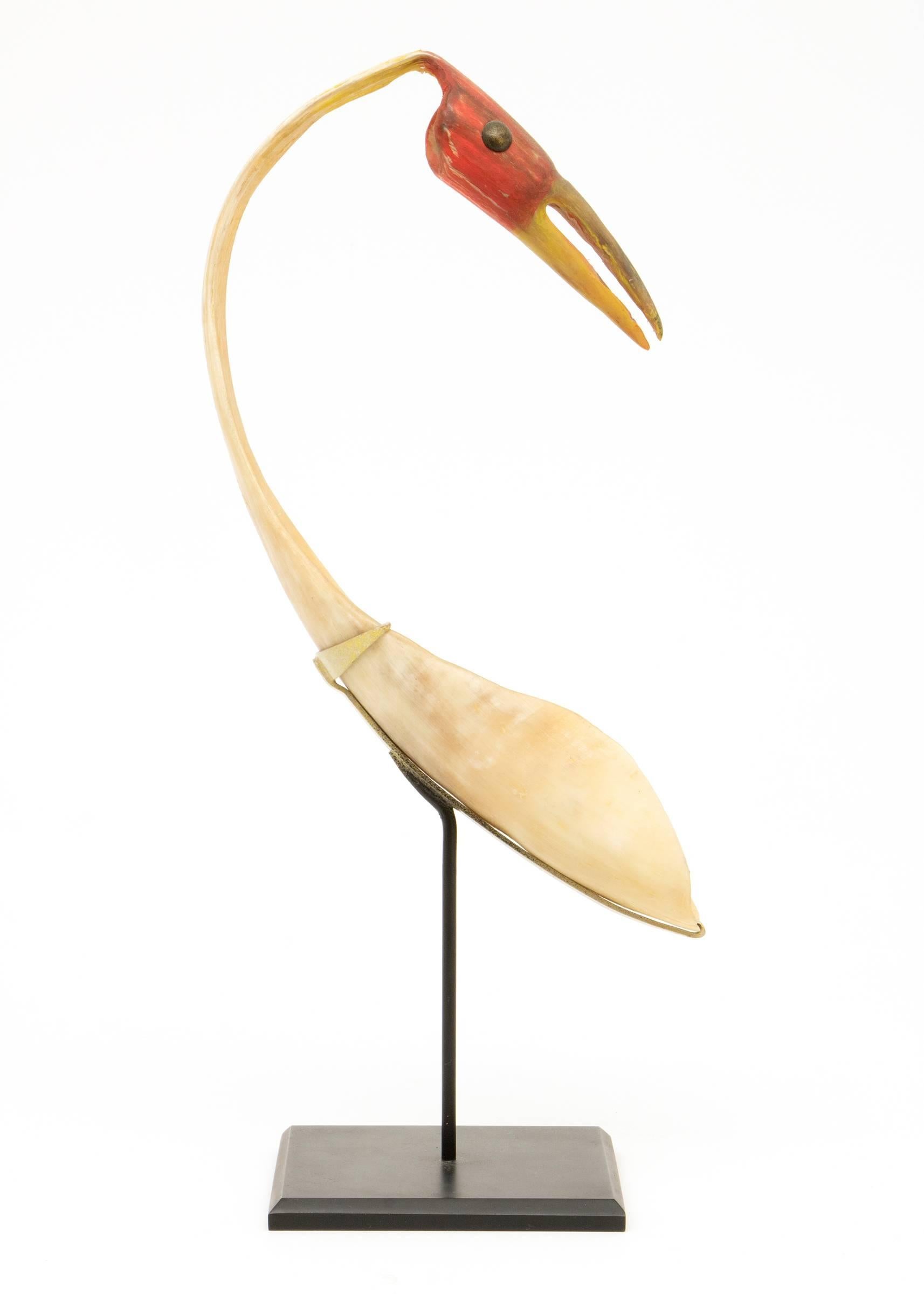 Hand-Carved Antique Native American Effigy Horn Spoon, Sioux ‘Plains Indian, ’ 19th Century