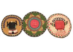 Three Native American Woven Wicker Plaques, Hopi 'Pueblo'