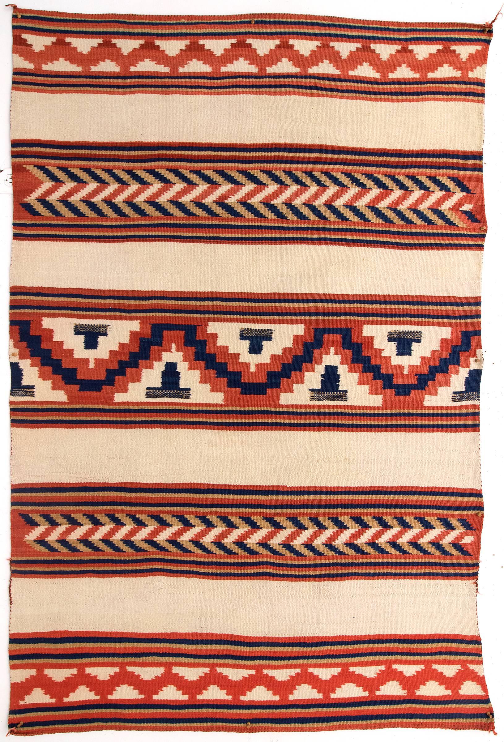 Native American Antique Navajo Serape, circa 1875, 'Late Classic Period'