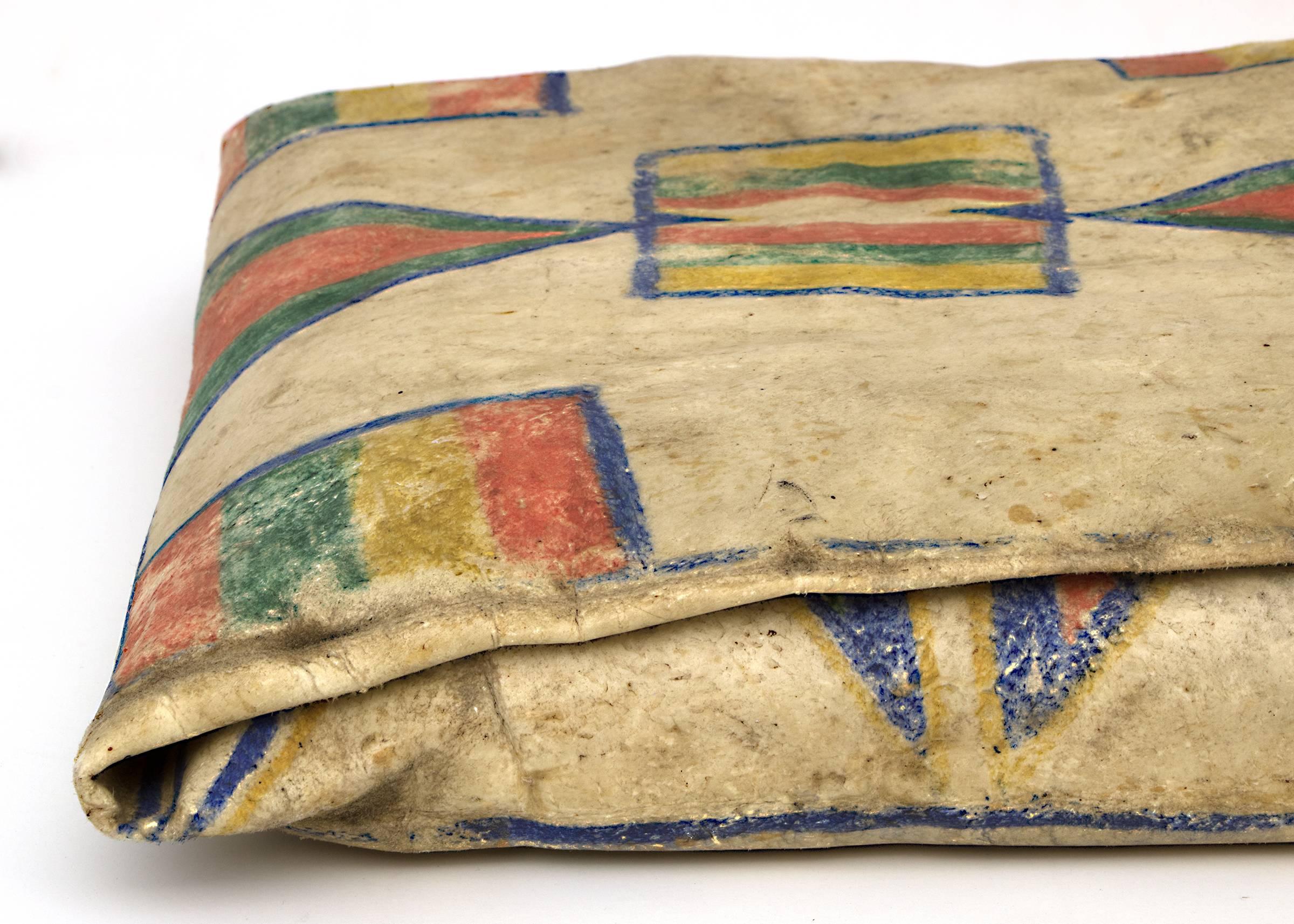 Native American Parfleche Envelope with Abstract Painting, 19th Century, Plateau In Good Condition In Denver, CO