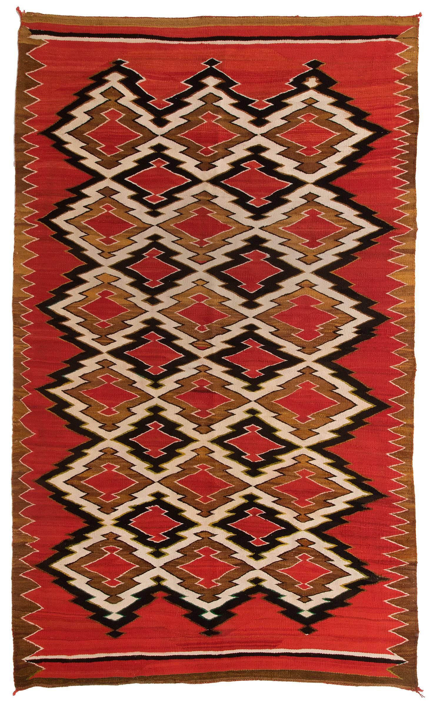 Hand-Woven Antique Navajo Transitional Blanket/Weaving, 19th Century