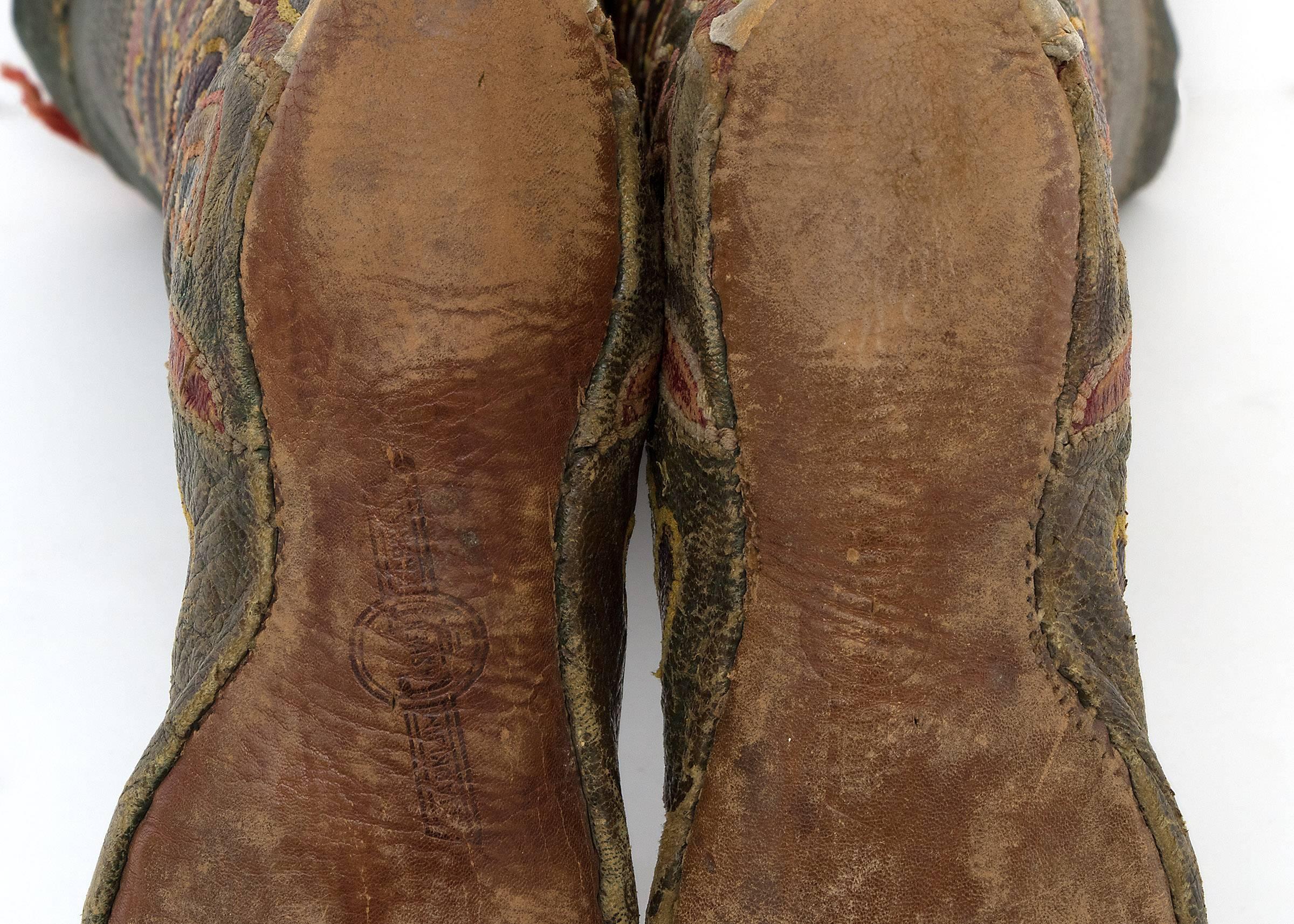 Pair of Antique Embroidered Kirghiz Riding Boots, 1900-1930s 4