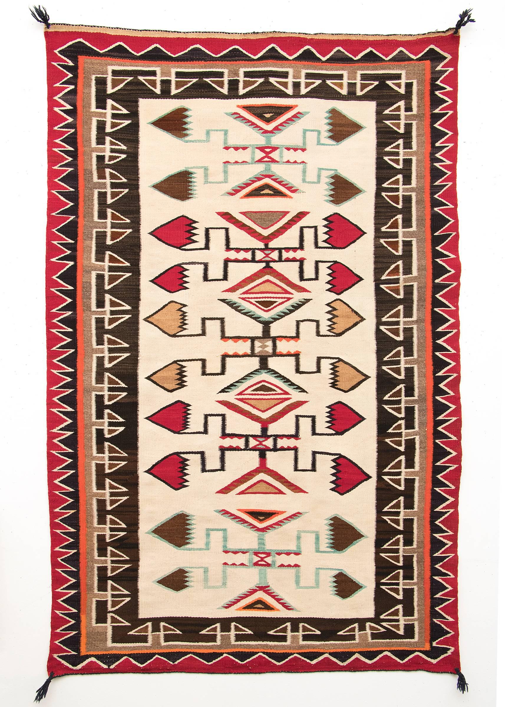 Native American Vintage Navajo Trading Post Rug, Teec Nos Pos, circa 1920-1940