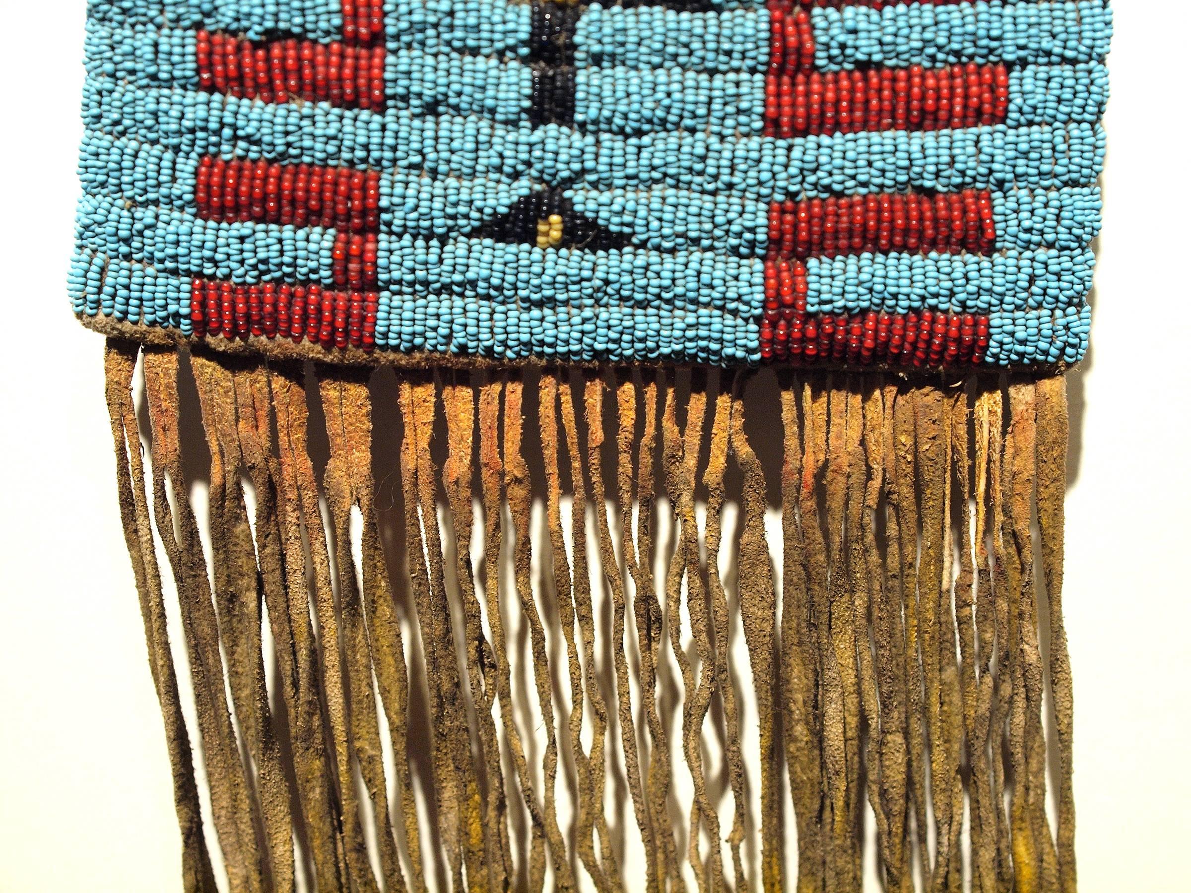Antique Native American Beaded Tobacco Bag 'Pipe Bag', Sioux, 19th Century In Excellent Condition In Denver, CO
