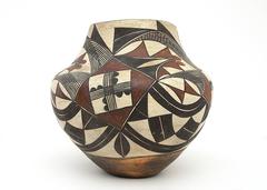 Antique Native American Polychrome Pottery Jar, Acoma 19th Century