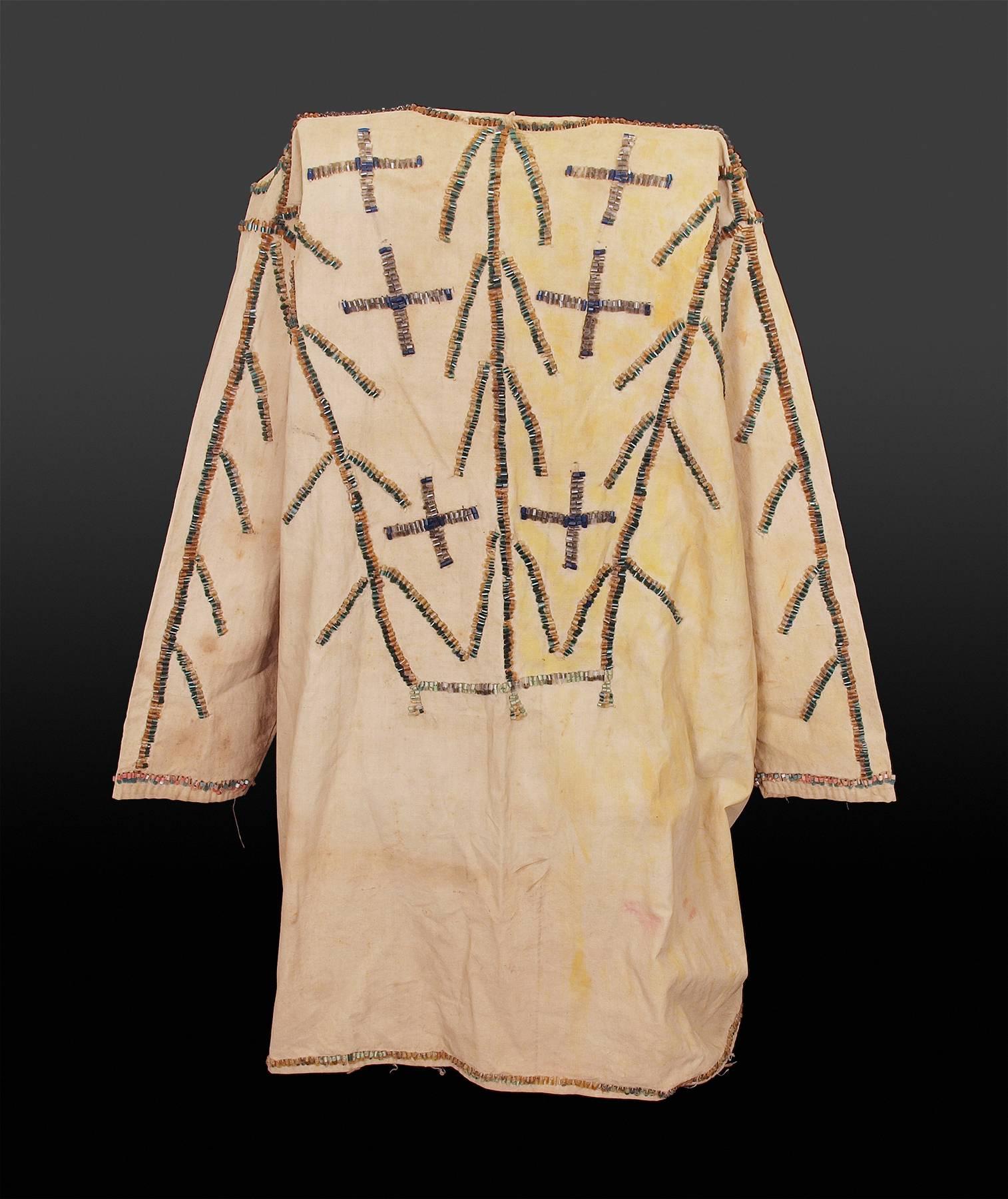 Vintage 19th century Native American Dance Regalia, Sioux (Plains Indian). This jacket was created during the last quarter of the 19th century for wear in the Grass Dance - a fast paced pow wow dance that originated with warrior societies.