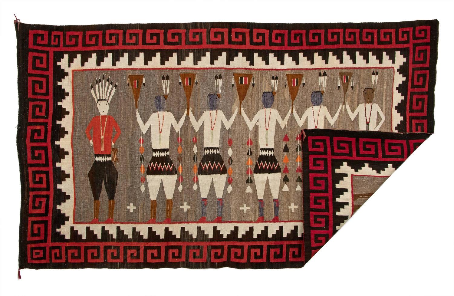Vintage Navajo Rug Pictorial Yeibichai from Lukachukai Trading Post