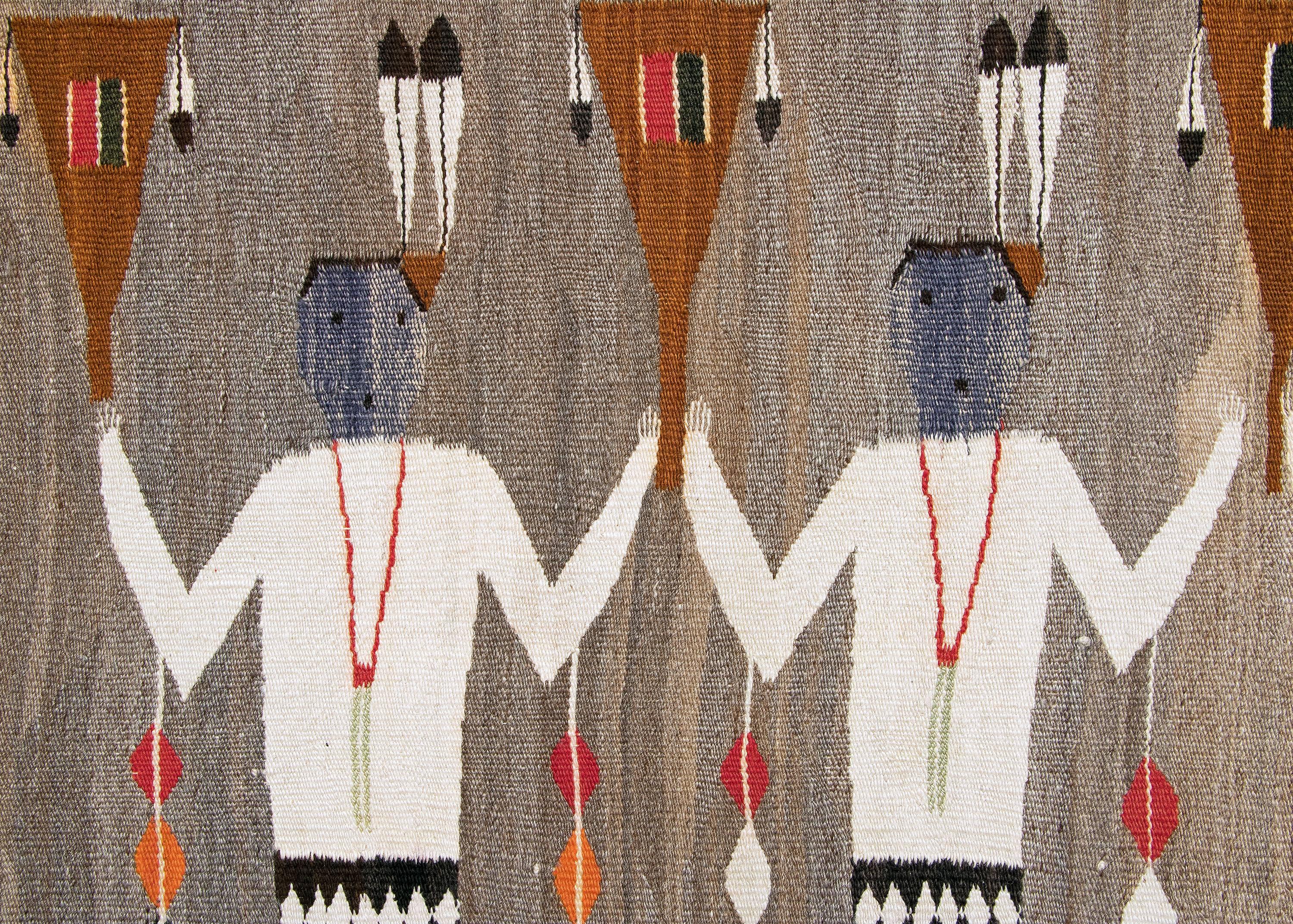 American Vintage Navajo Rug - Pictorial Yeibichai from Lukachukai Trading Post, circa 193