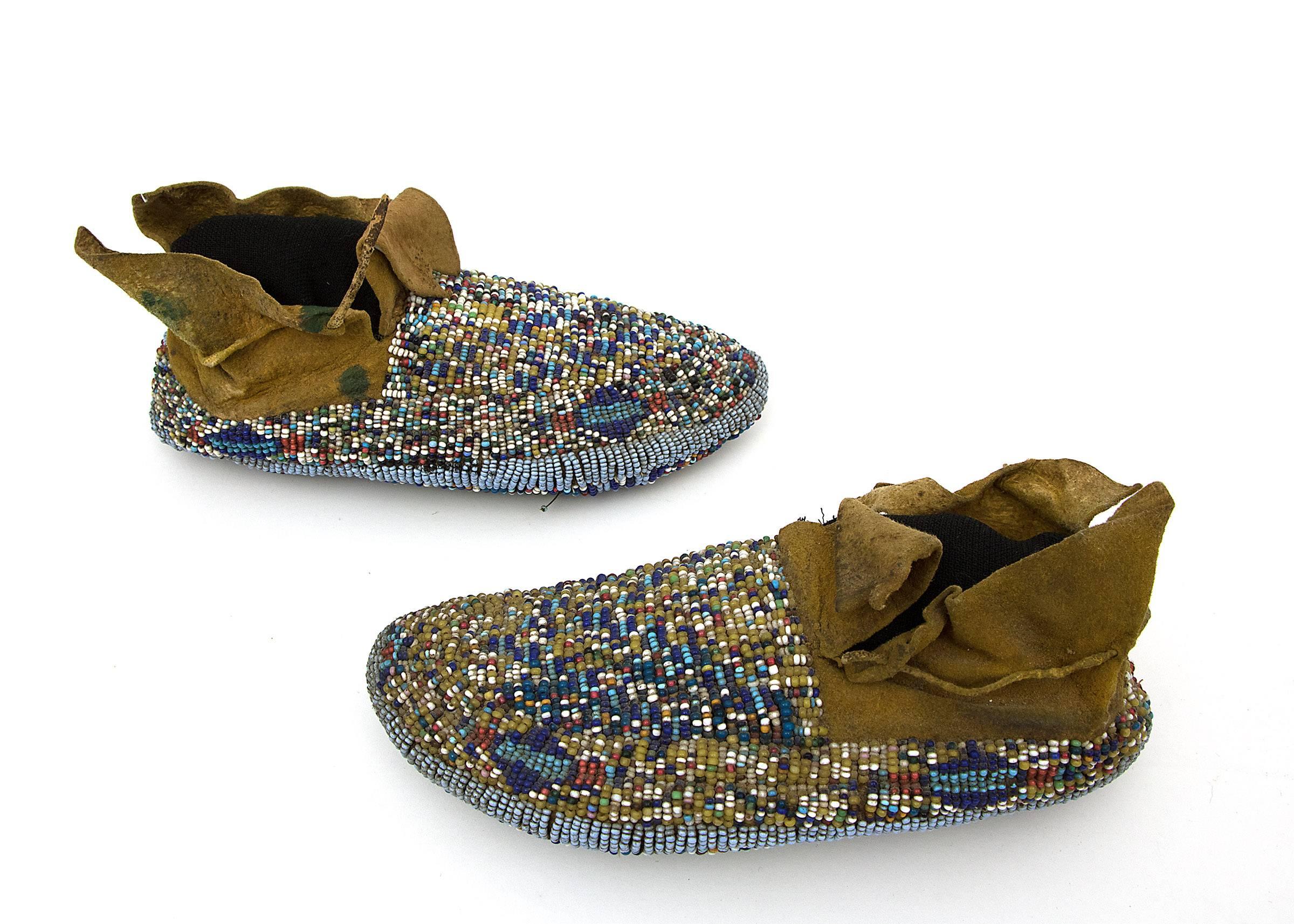 Early 20th Century Antique Native American Child's Ceremonial Moccasins, Cheyenne, circa 1900