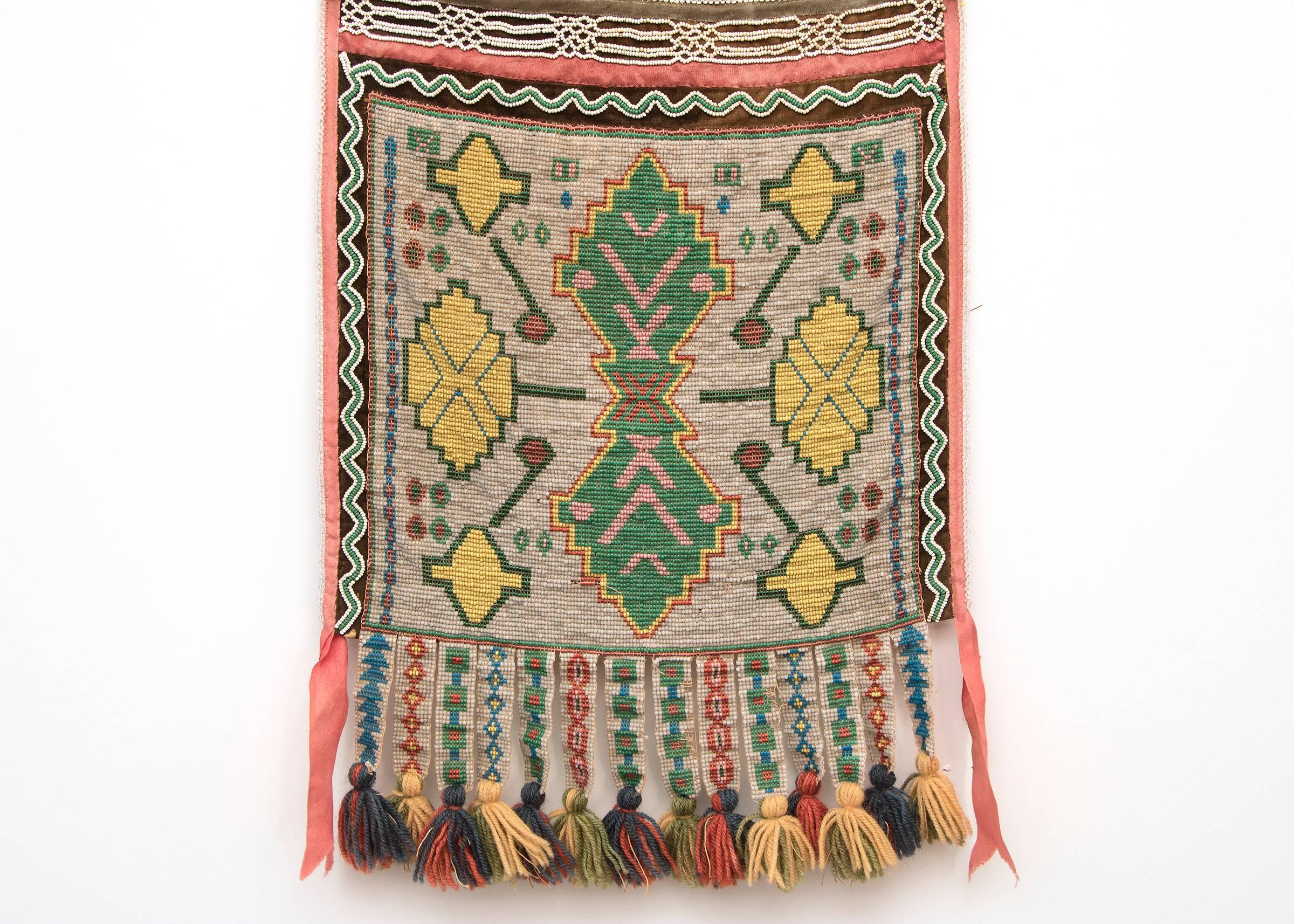 American Pair of Beaded Bandolier Bags, Winnebago/Chippewa 'Ojibwa', 19th Century