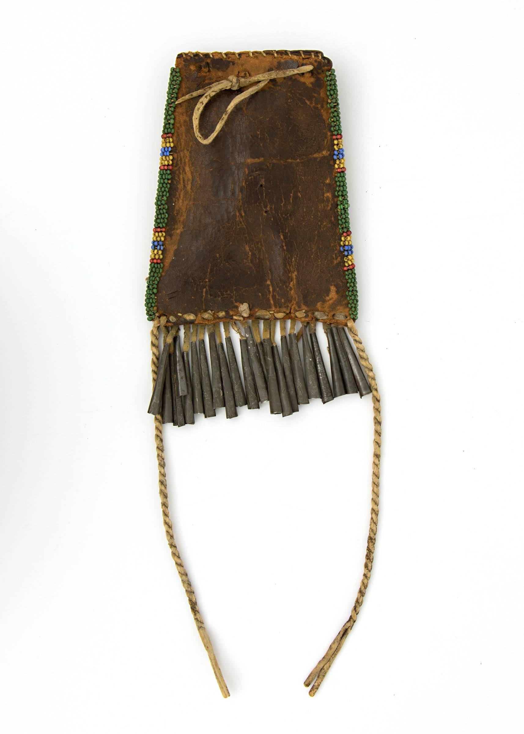 Antique Native American Beaded Strike-A-light Bag, Arapaho, 19th Century In Good Condition In Denver, CO